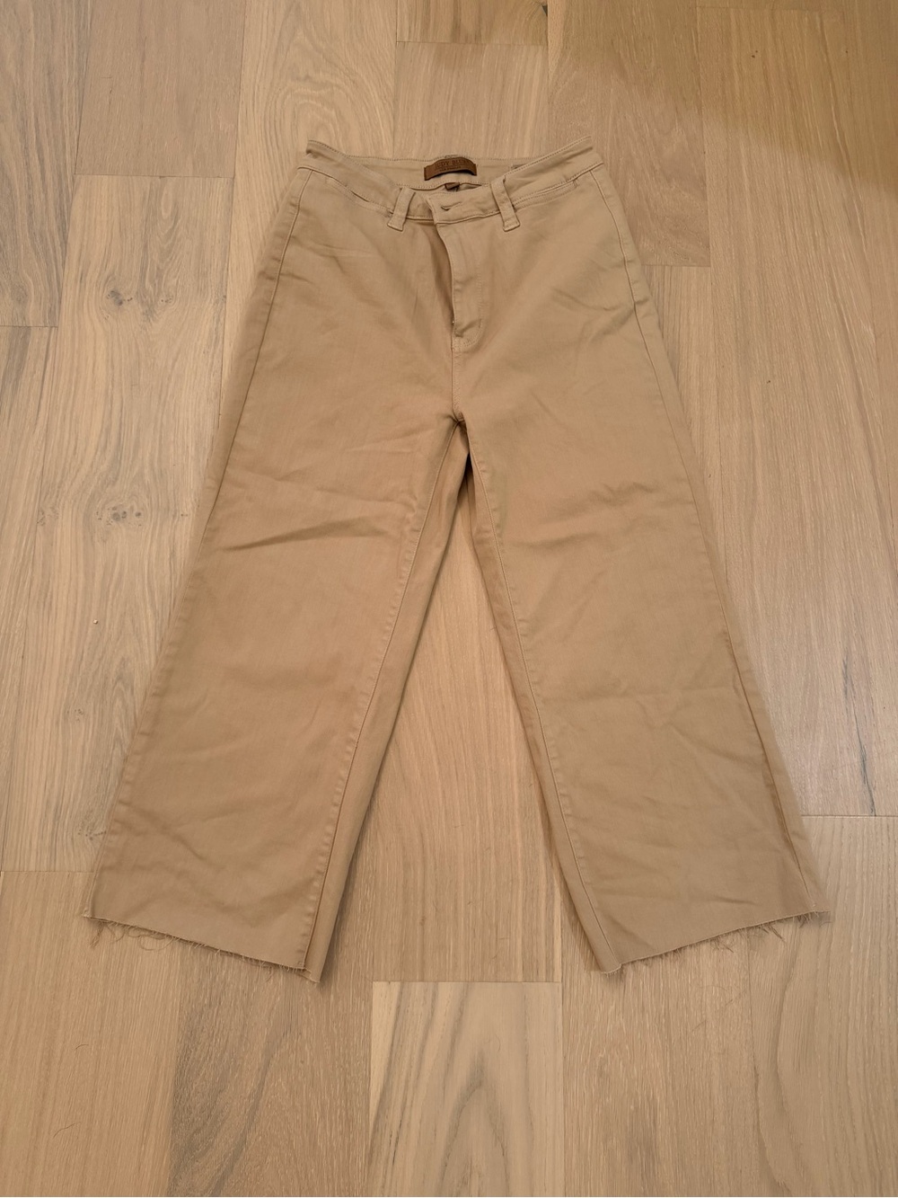 Judy Blue Jeans Khaki Garment Dyed Crop Wide Leg Size 11/30 Raw Hem JB88638